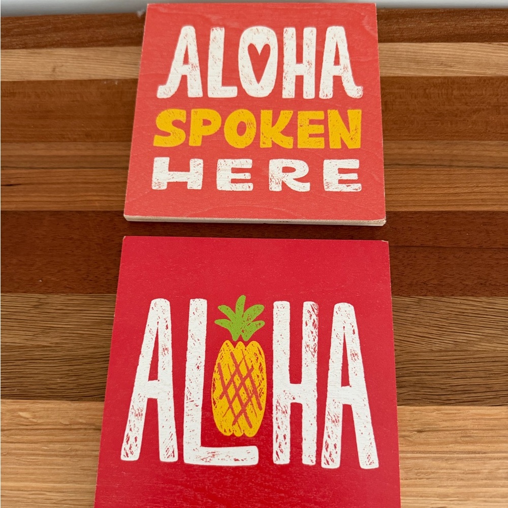 Aloha Wall Wood Plaques Set of 2